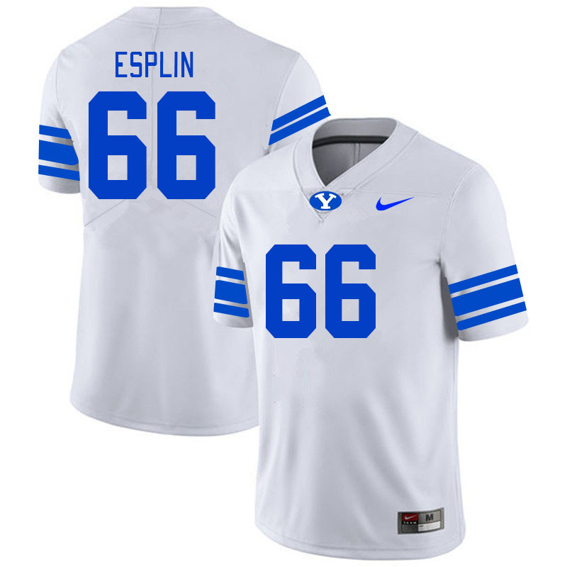 Men #66 Zoom Esplin BYU Cougars College Football Jerseys Stitched-White
